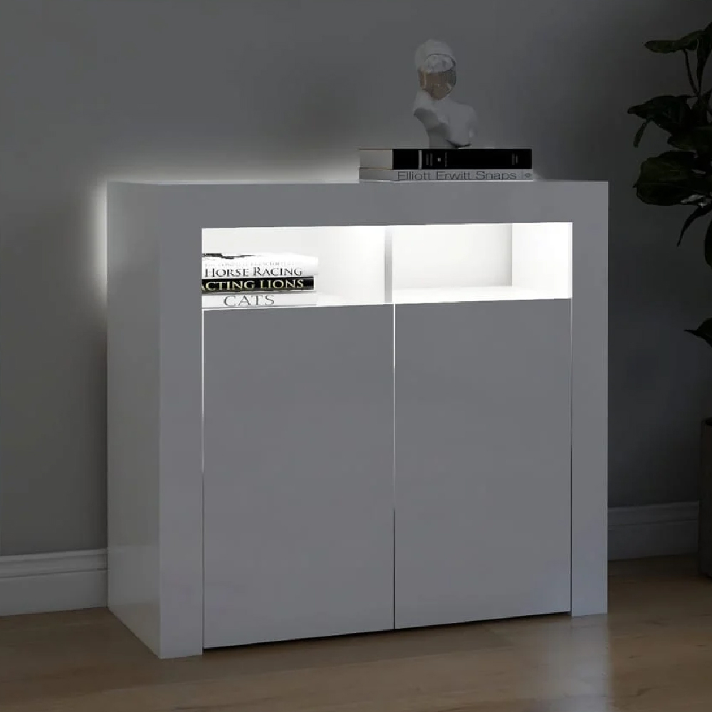 Read more about Aurther high gloss storage cabinet in white with led lights