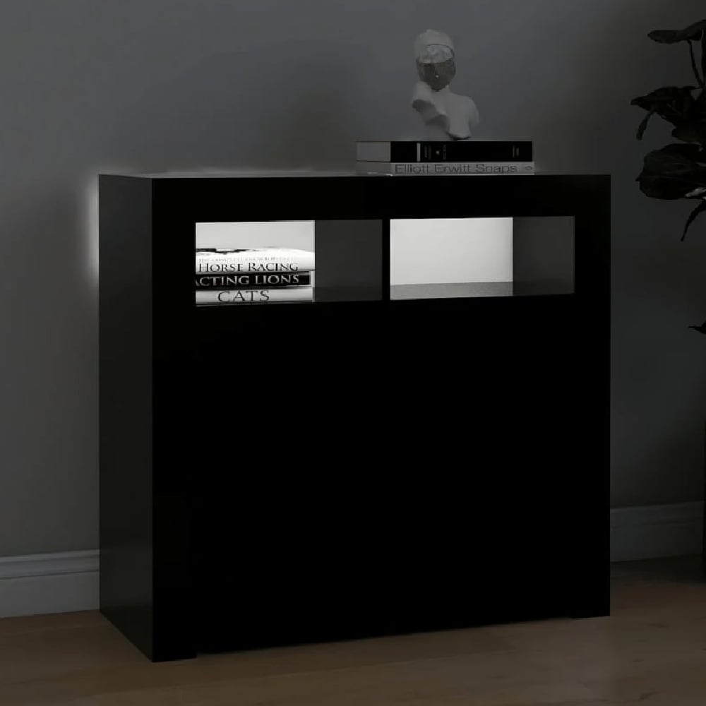 Read more about Aurther wooden storage cabinet in black with led lights