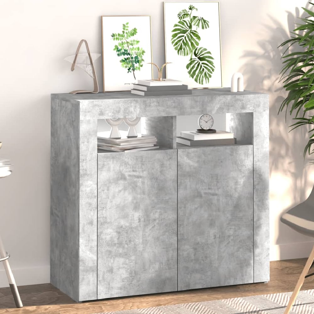Read more about Aurther wooden storage cabinet in concrete grey with led lights