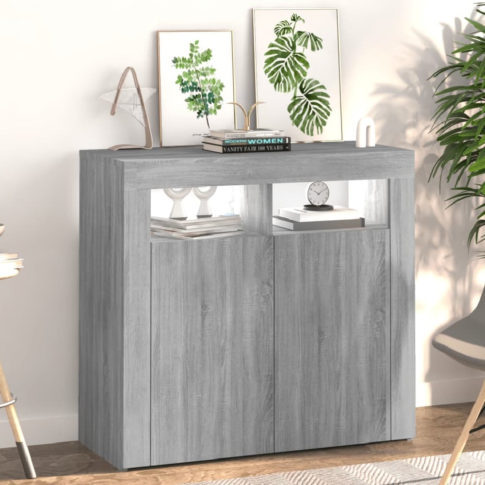 Read more about Aurther wooden storage cabinet in grey sonoma with led lights