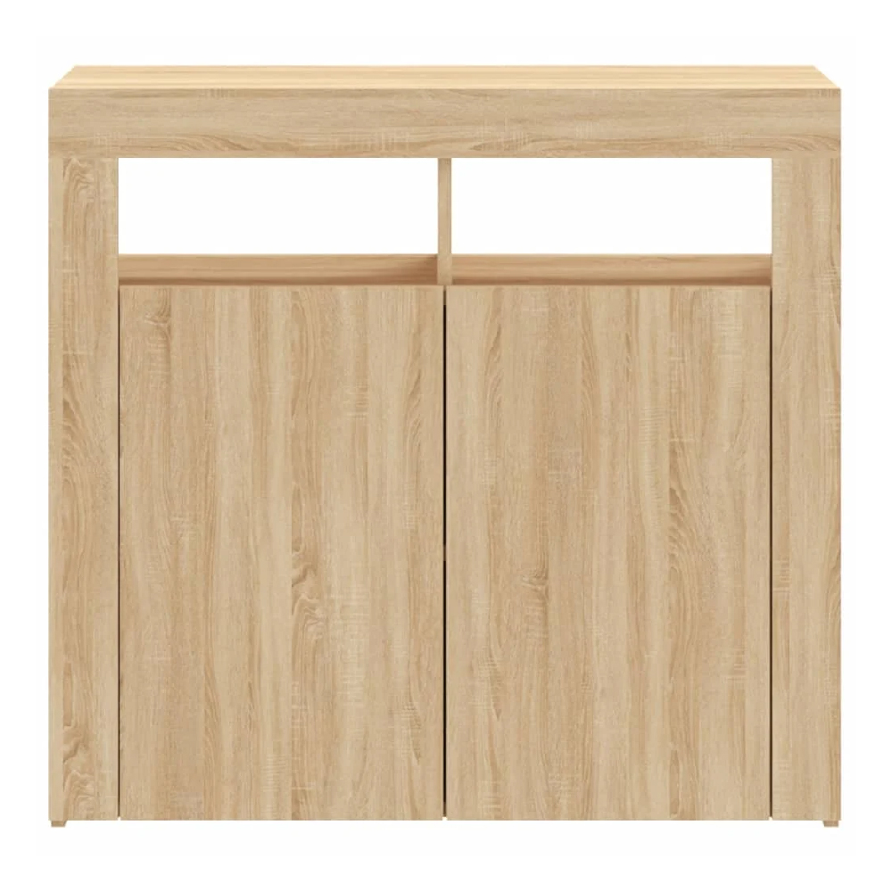 Aurther Wooden Storage Cabinet In Sonoma Oak With LED Lights