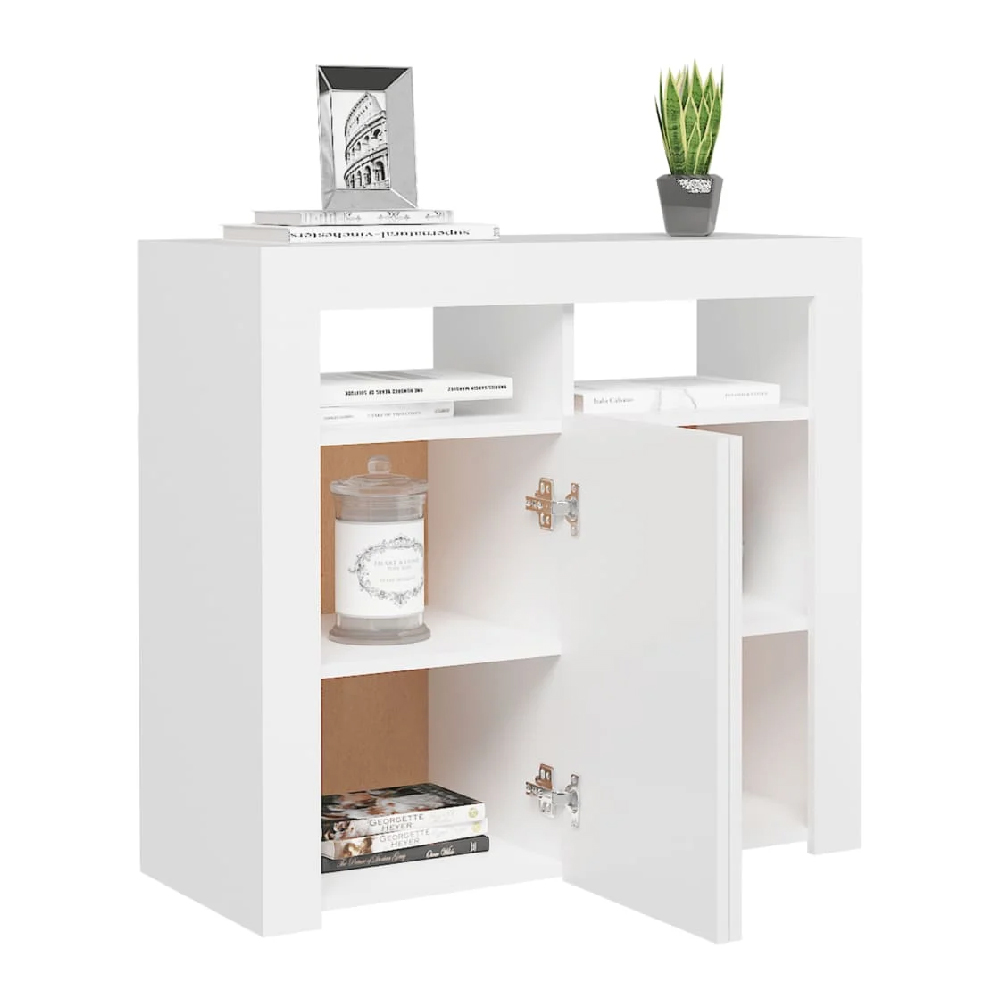 Aurther Wooden Storage Cabinet In White With LED Lights