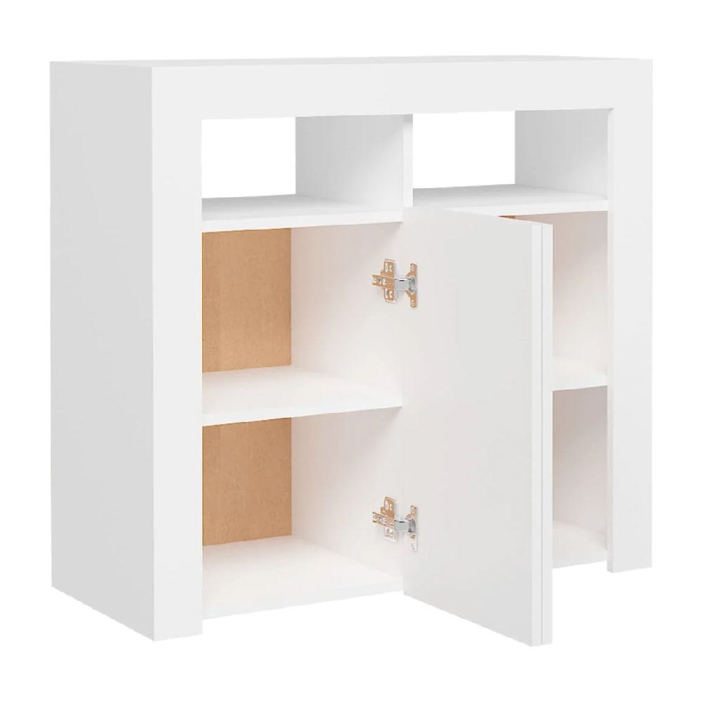 Aurther Wooden Storage Cabinet In White With LED Lights