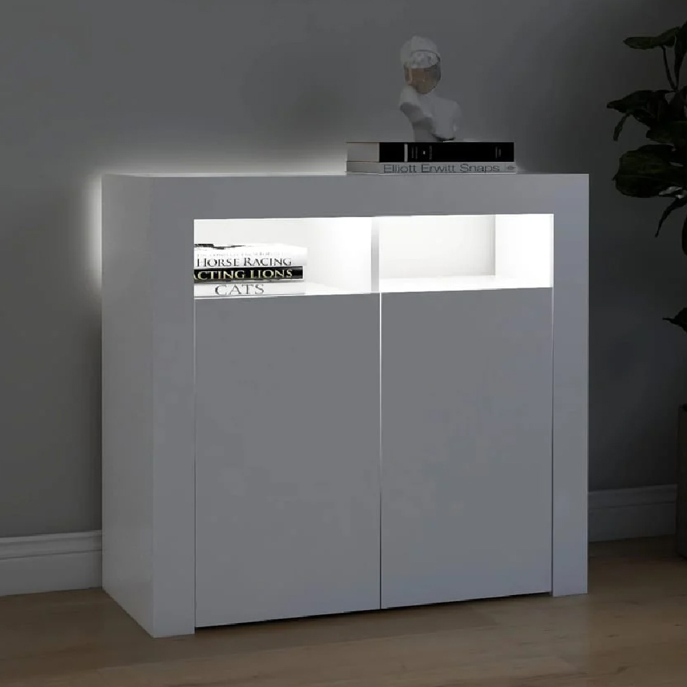 Read more about Aurther wooden storage cabinet in white with led lights