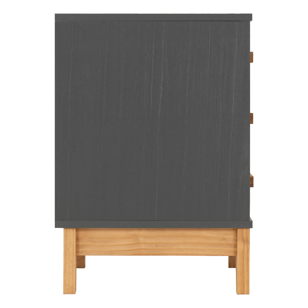Arthur Wooden Bedside Cabinet With 3 Drawers In White And Grey