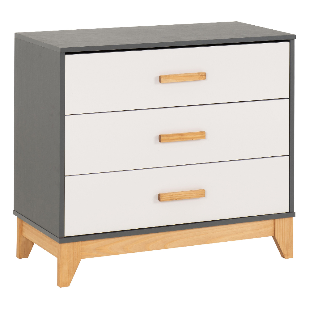 Arthur Wooden Chest Of 3 Drawers In White And Grey