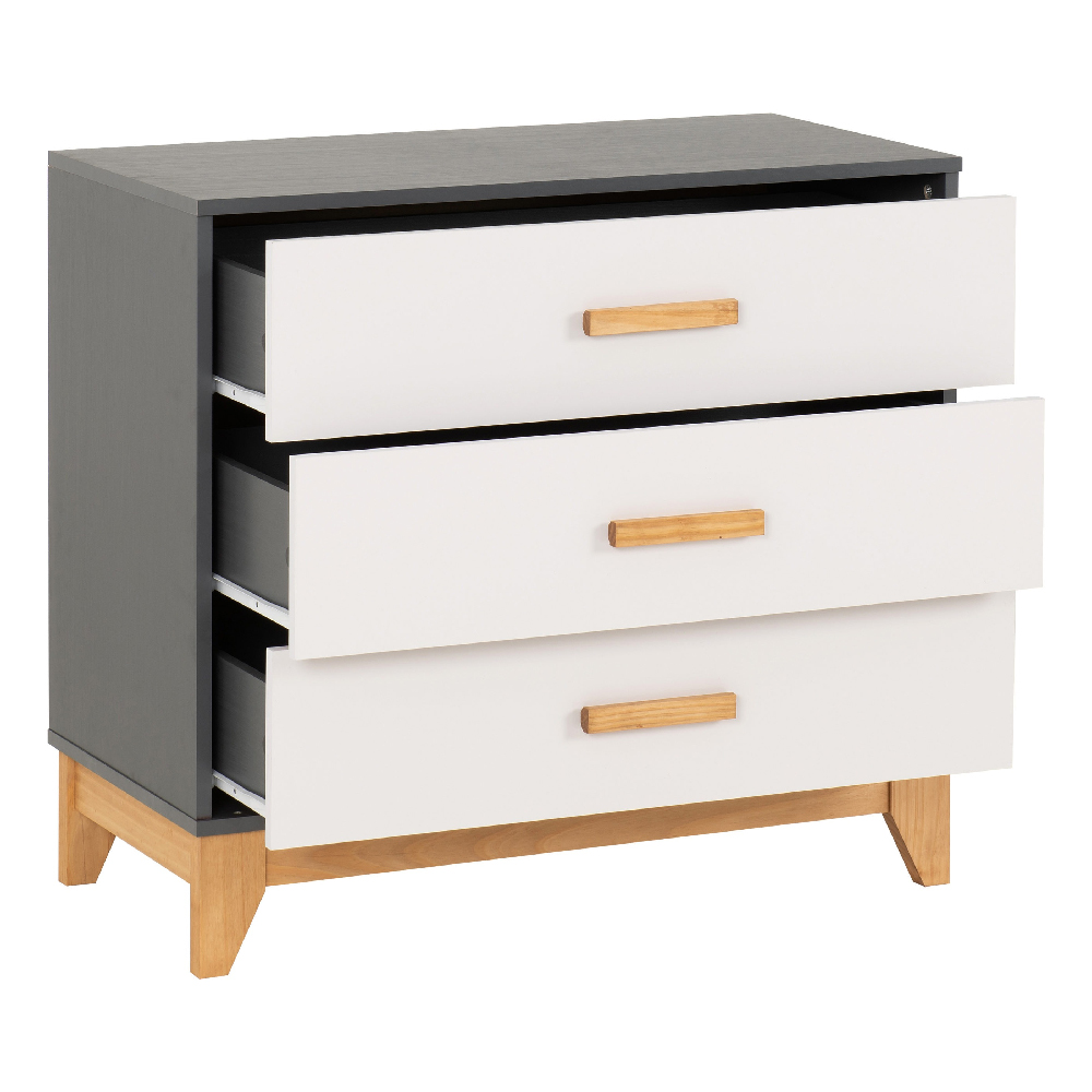 Arthur Wooden Chest Of 3 Drawers In White And Grey
