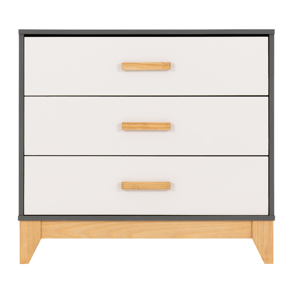Arthur Wooden Chest Of 3 Drawers In White And Grey