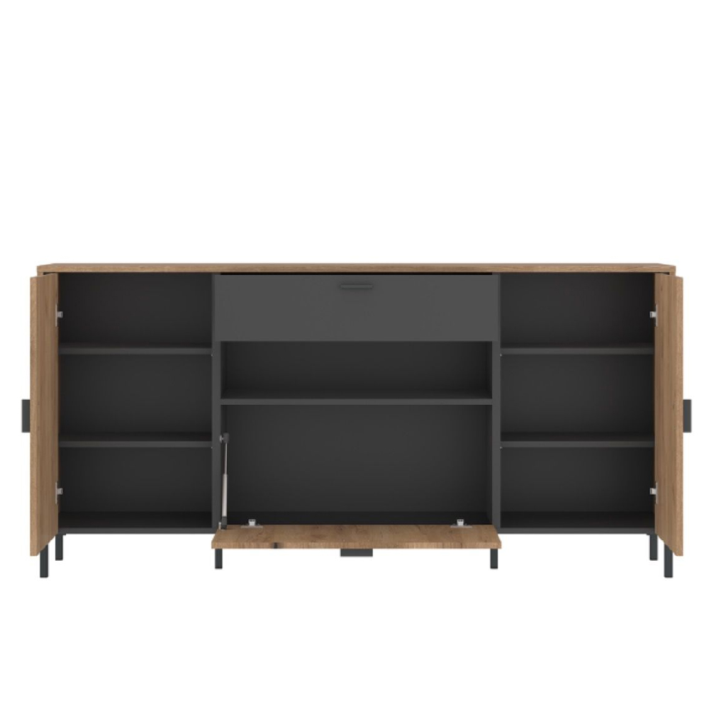 Arthur Wooden Sideboard With 2 Doors 1 Drawer In Grey Oak