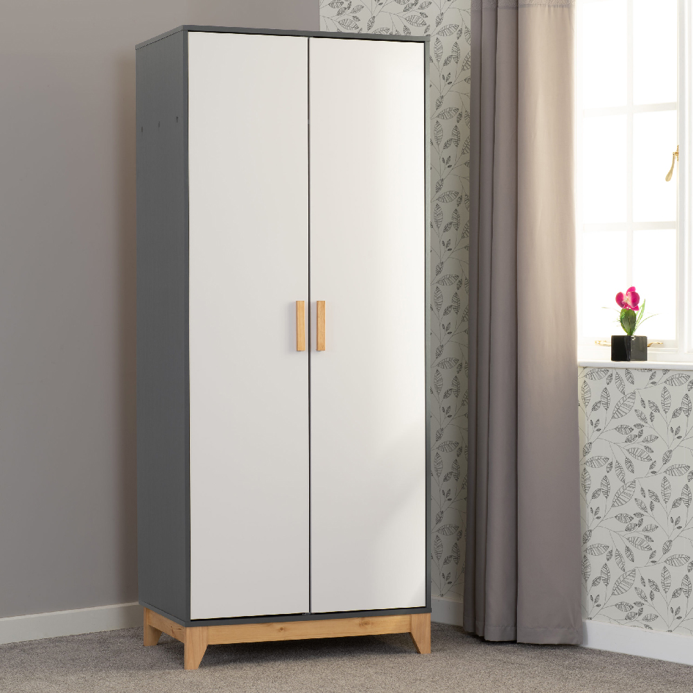 Read more about Arthur wooden wardrobe with 2 doors in white and grey