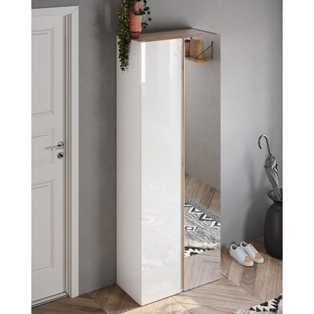 flint-tall-high-gloss-shoe-cabinet-2-doors-white-cadiz-oak