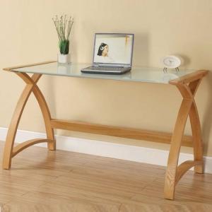 Wooden Computer Desk with Glass Top Wooden Computer Desk with Glass Top