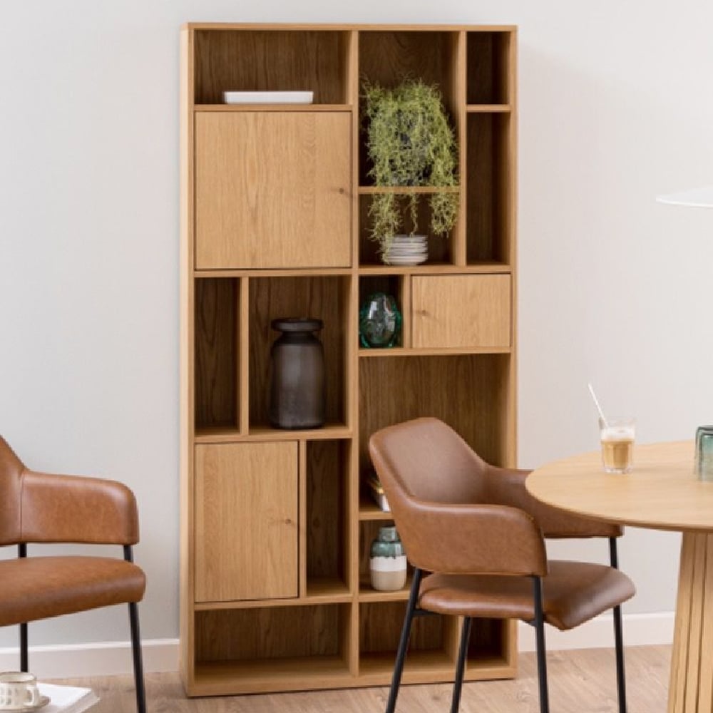 reston-wooden-bookcase-3-doors-11-shelves-oak