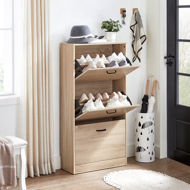 How should you store your shoes behind the door