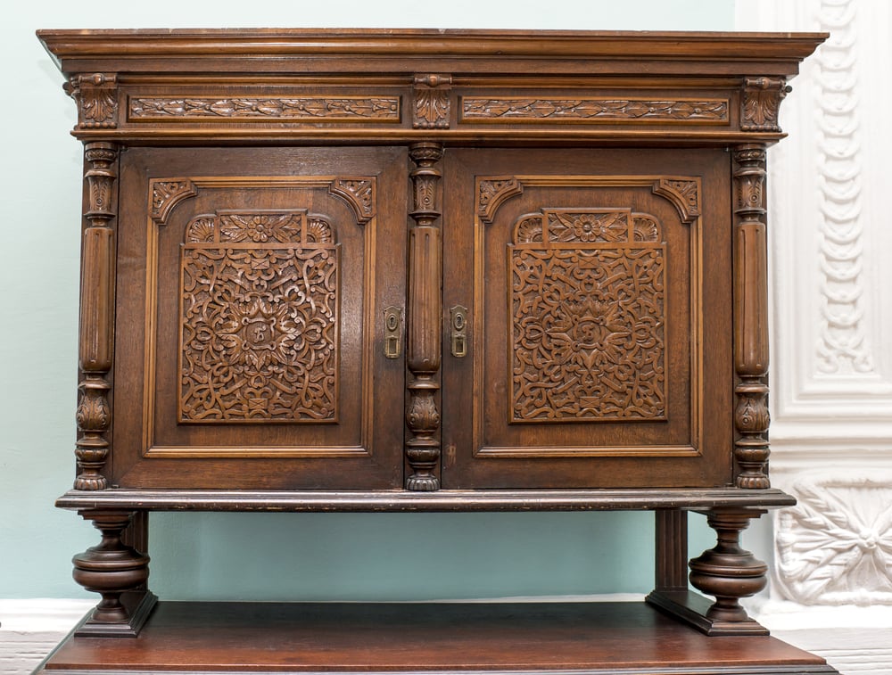 How to buy cheap sideboard with elaborate carvings in cherry brown finish