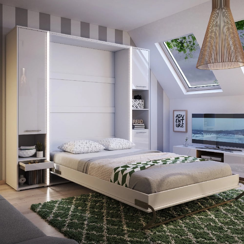 wooden vertical wall small double bed wooden vertical wall small double bed