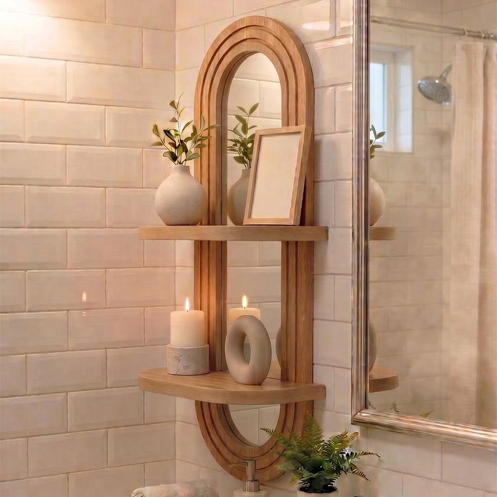 Artmat Fluted Wooden Wall Mirror in Oak