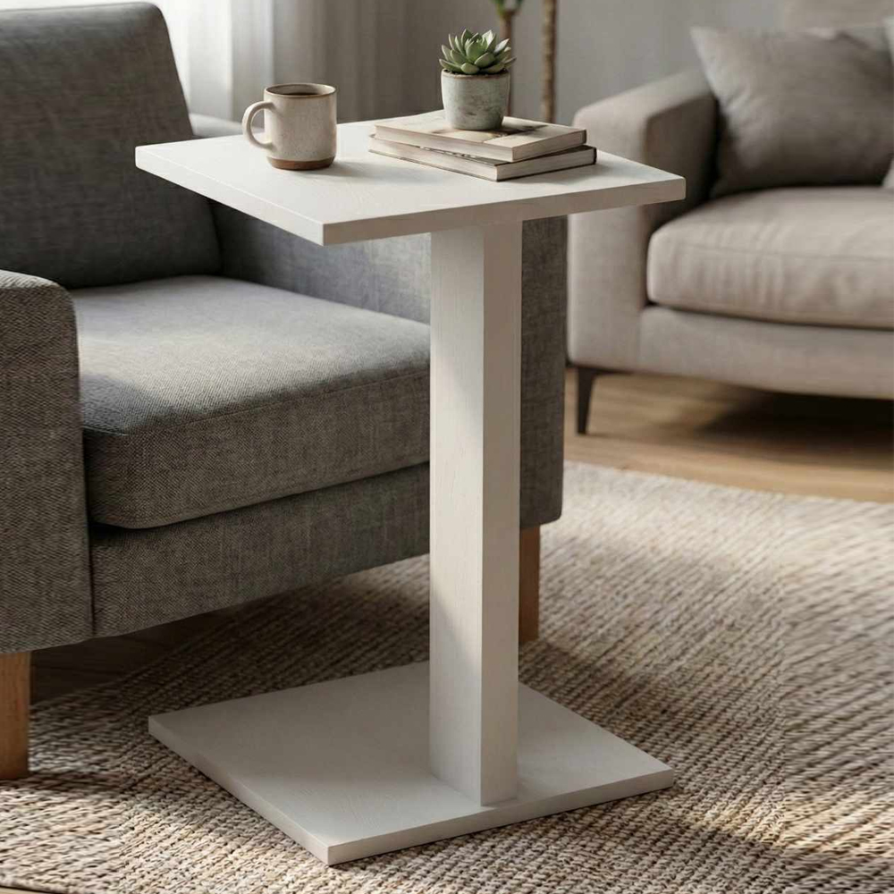Artmat Square Wooden Side Table in White