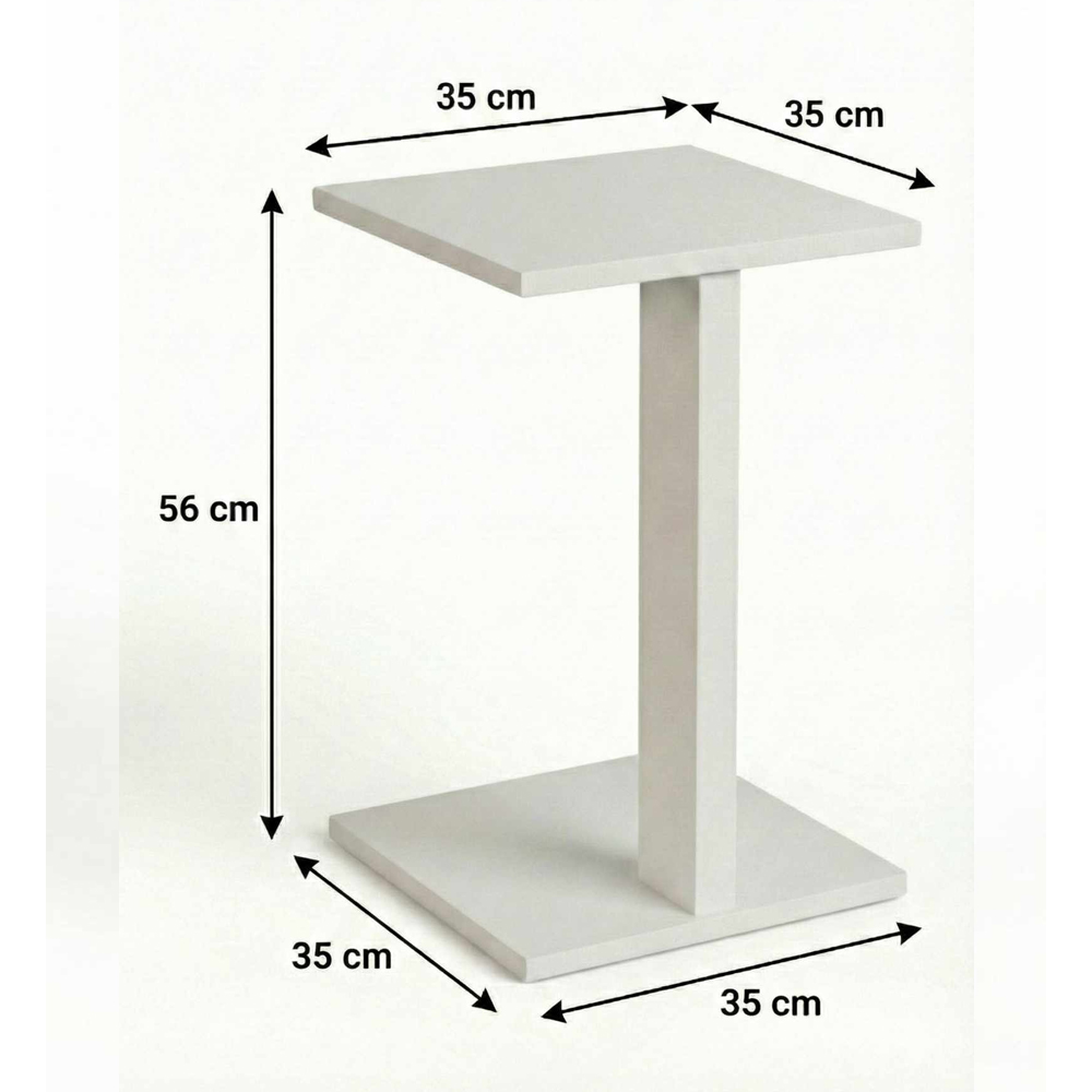 Artmat Square Wooden Side Table in White