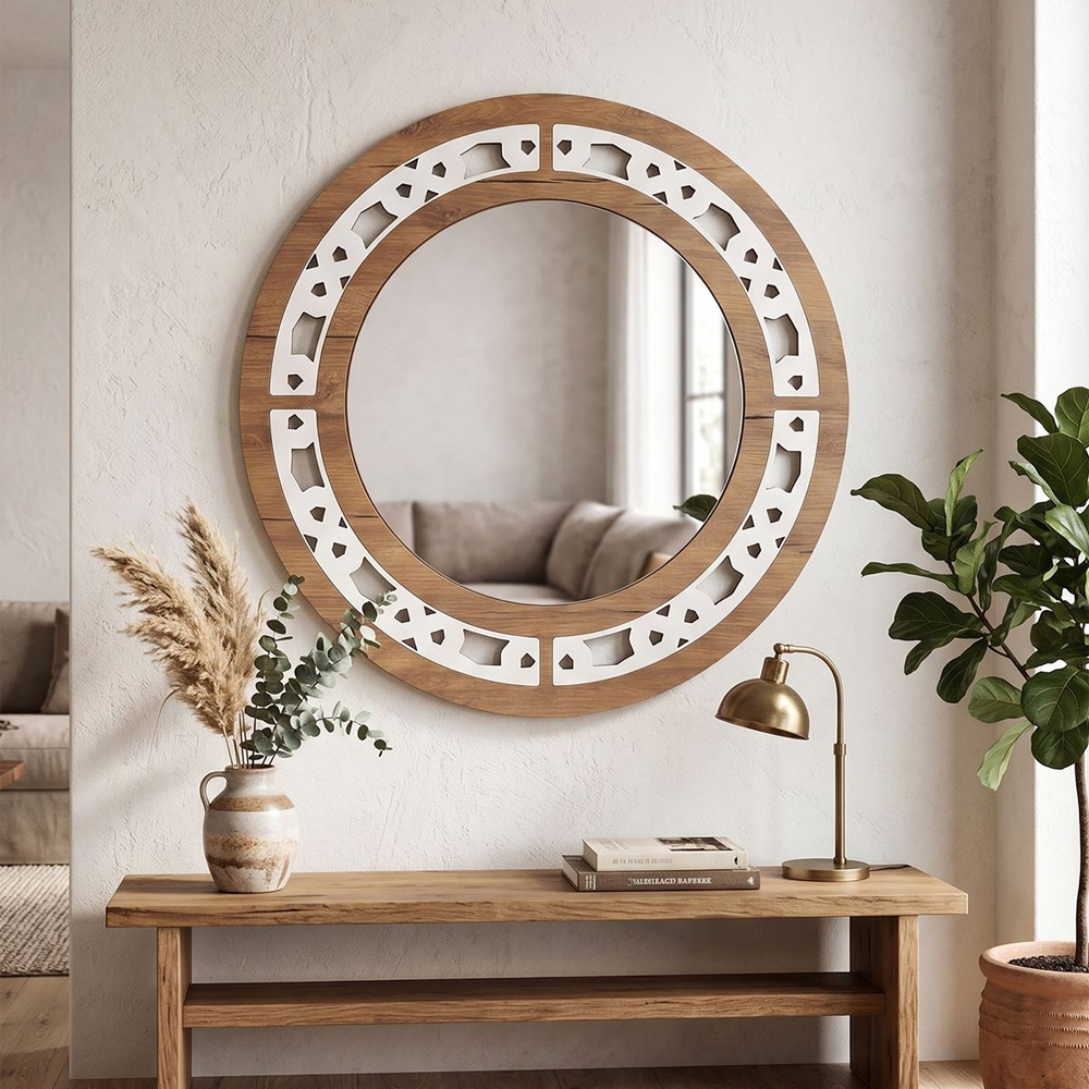 Artmat Wooden Round Wall Mirror in Wenge