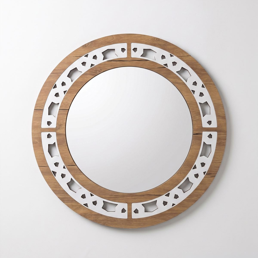 Artmat Wooden Round Wall Mirror in Wenge