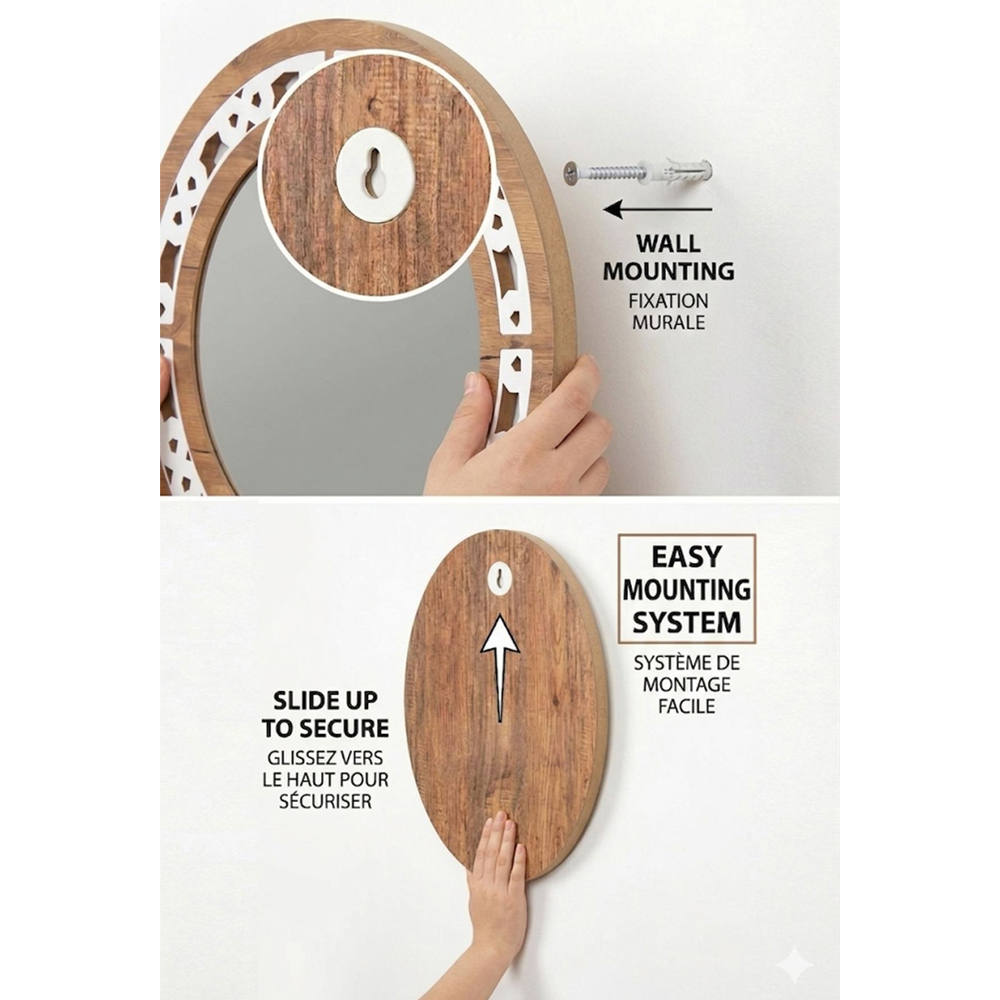 Artmat Wooden Round Wall Mirror in Wenge