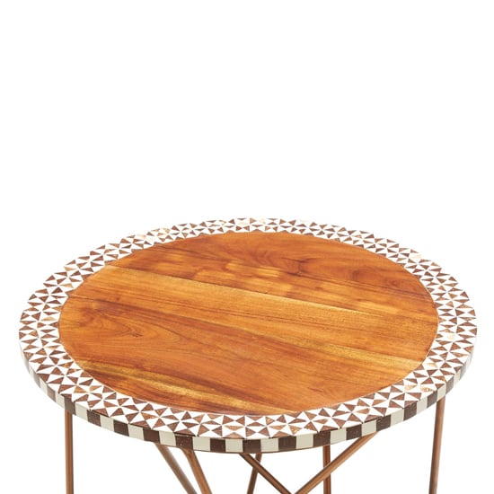Artok Round Wooden Side Table With Black Legs In Natural