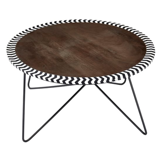 Artok Round Wooden Coffee Table With Black Legs In Natural
