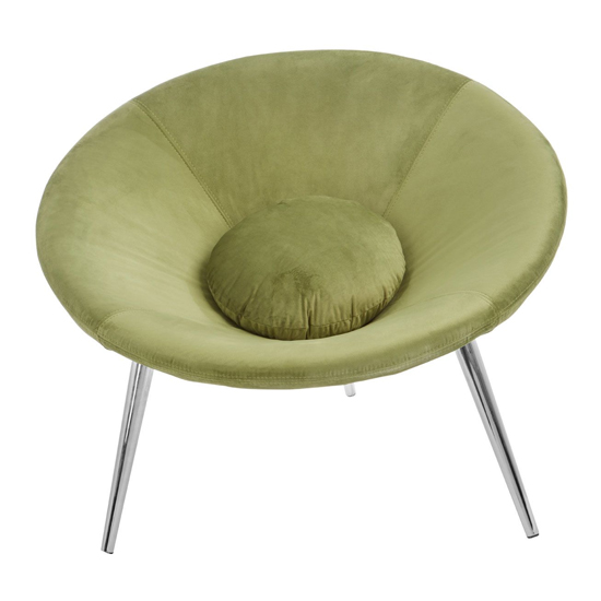 Read more about Artos velvet lounge chair with chrome metal legs in green