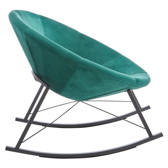 Product photograph of Artos Velvet Rocking Chair With Black Metal Legs In Green from Furniture in Fashion