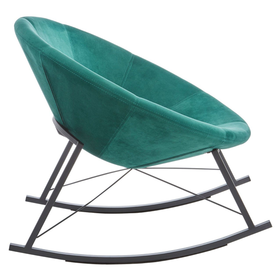 Artos Velvet Rocking Chair With Black Metal Legs In Green