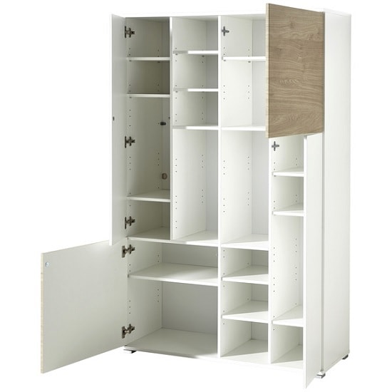 Artur Wooden Filing In White And Kendal Oak Furniture in Fashion