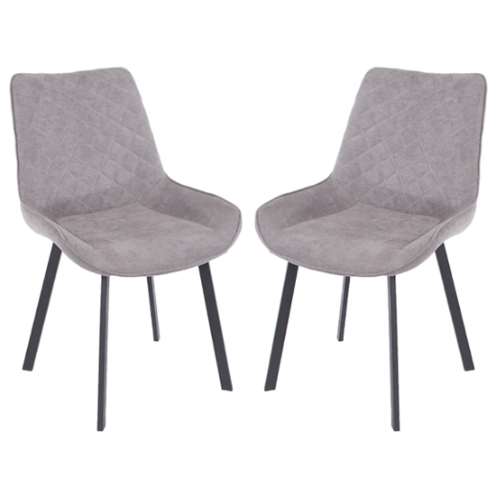 Arturo Grey Fabric Dining Chair With Black Metal Leg In Pair | Sale