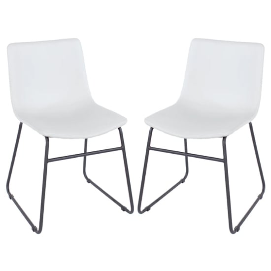 Airdrie Grey PU Dining Chairs With Black Metal Legs In Pair_1