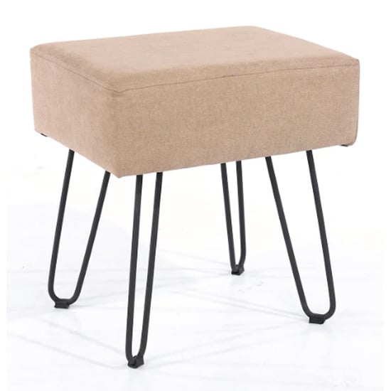 Airdrie Rectangular Fabric Stool In Sand With Metal Legs