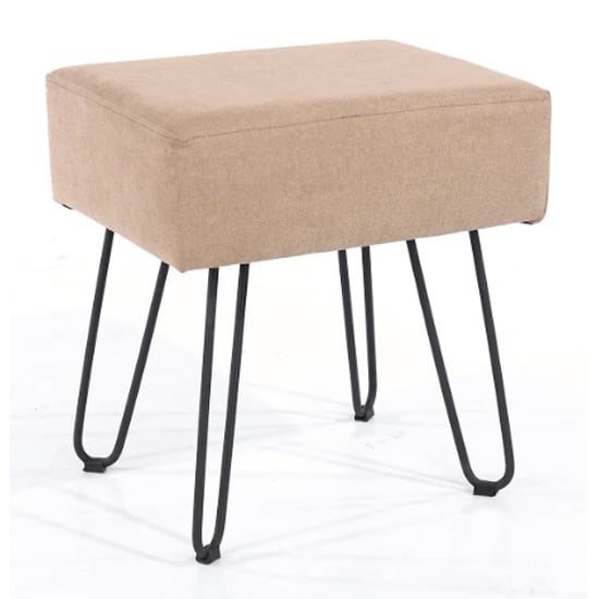 Photo of Airdrie rectangular fabric stool in sand with metal legs