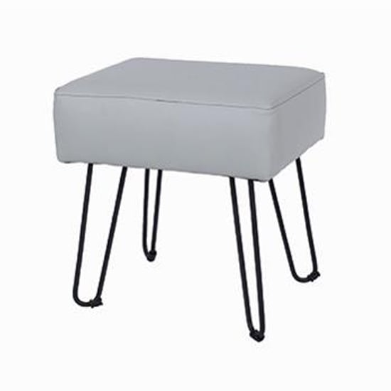 Read more about Airdrie rectangular grey pu stool with black metal legs