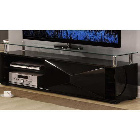 Read more about Rasida glass top tv stand in black high gloss