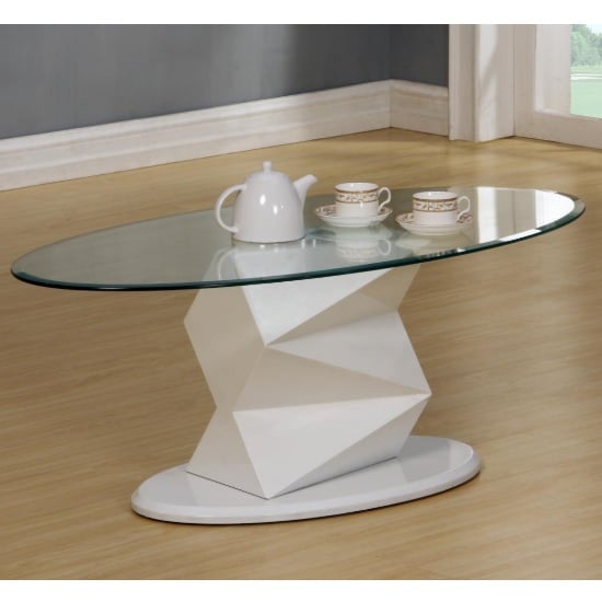 Read more about Rasida glass coffee table in clear with white high gloss base