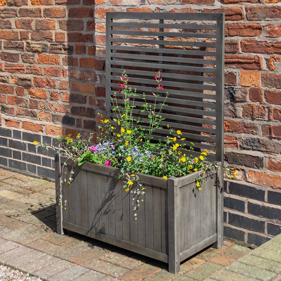 Product photograph of Arundel Wooden Planter And Trellis In Grey Wash from Furniture in Fashion