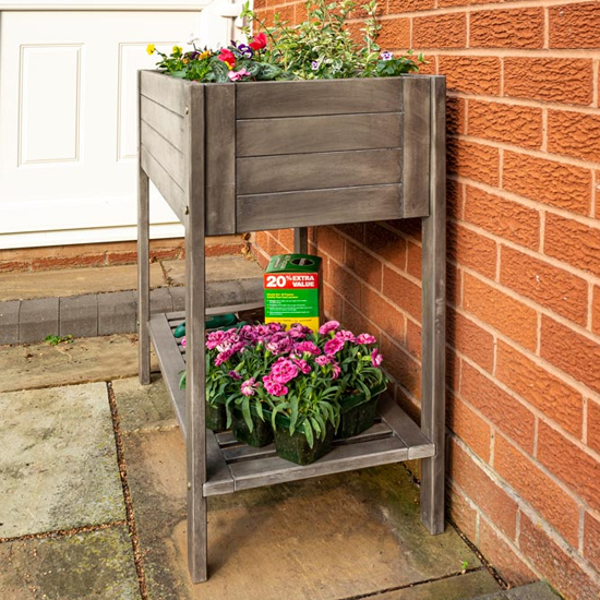 Arundel Wooden Raised Planter In Grey Wash_2