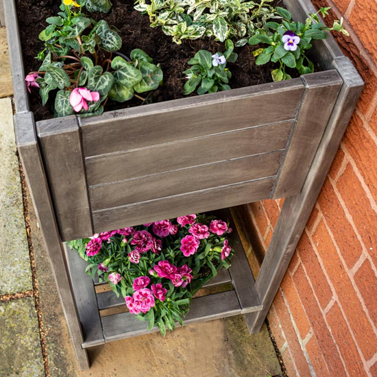 Arundel Wooden Raised Planter In Grey Wash_5