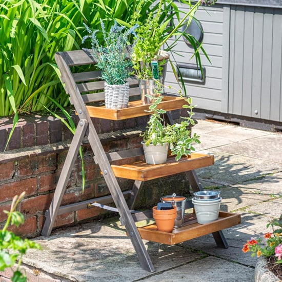 Read more about Arundel small ladder style planter in grey wash and natural