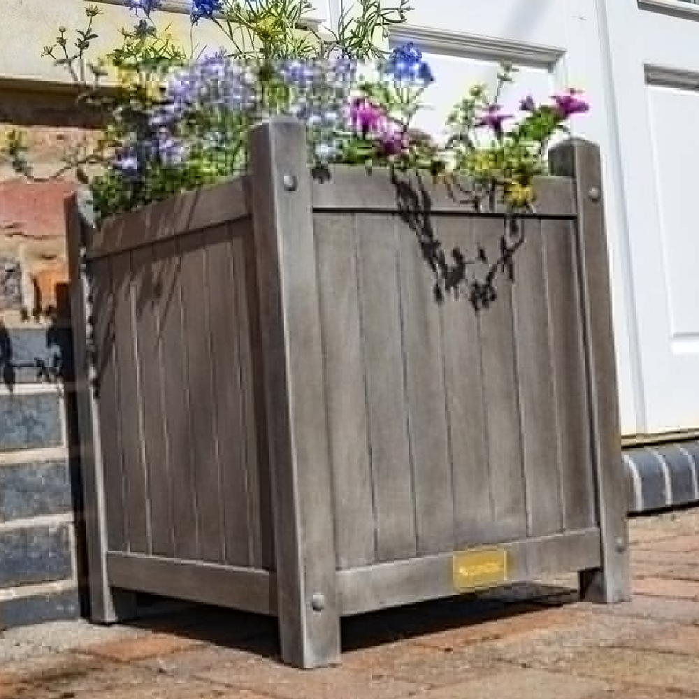 Arundel Wooden Square Garden Planter In Grey