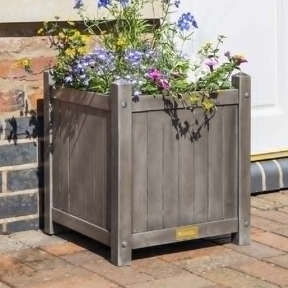 Arundel Wooden Square Garden Planter In Grey