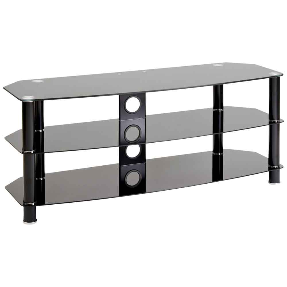 Arvada 105cm Glass Top TV Stand With 2 Shelves - Black