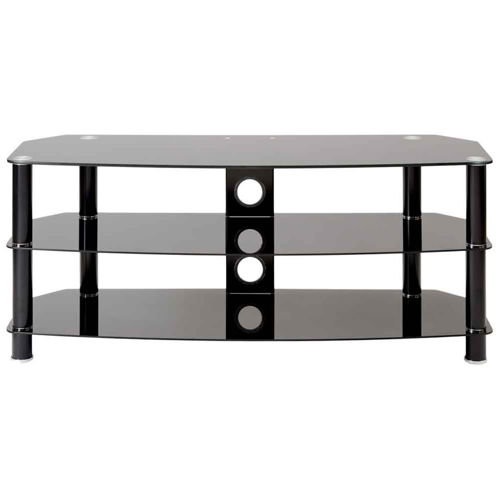 Arvada 105cm Glass Top TV Stand With 2 Shelves - Black