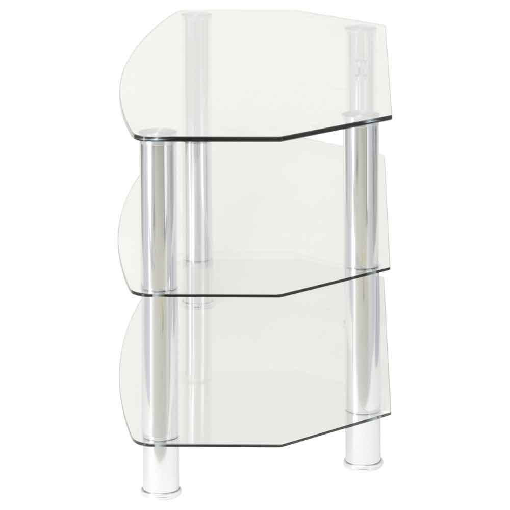 Arvada 105cm Glass Top TV Stand With 2 Shelves - Chrome