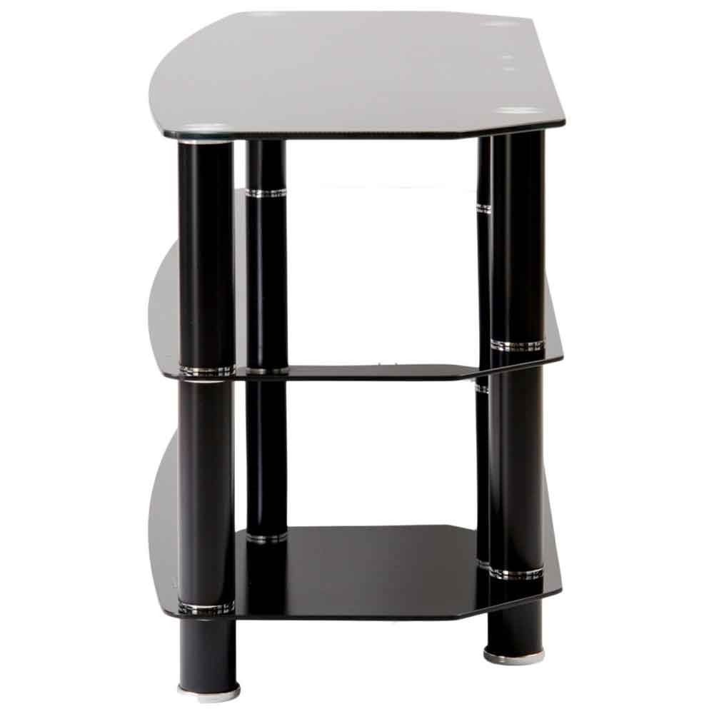 Arvada 120cm Glass Top TV Stand With 2 Shelves - Black