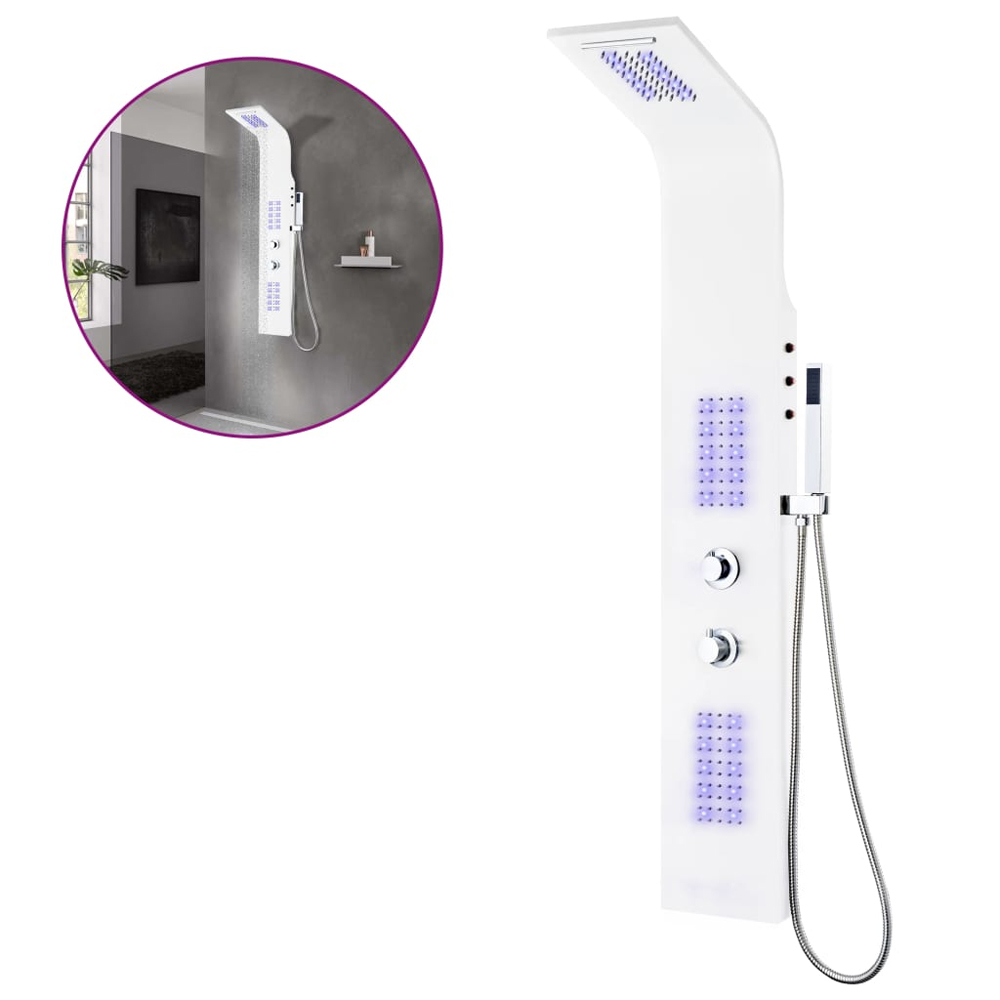 Arvada 4 Modes Shower Panel System With Shower Kit And LED 1300mm Height - White